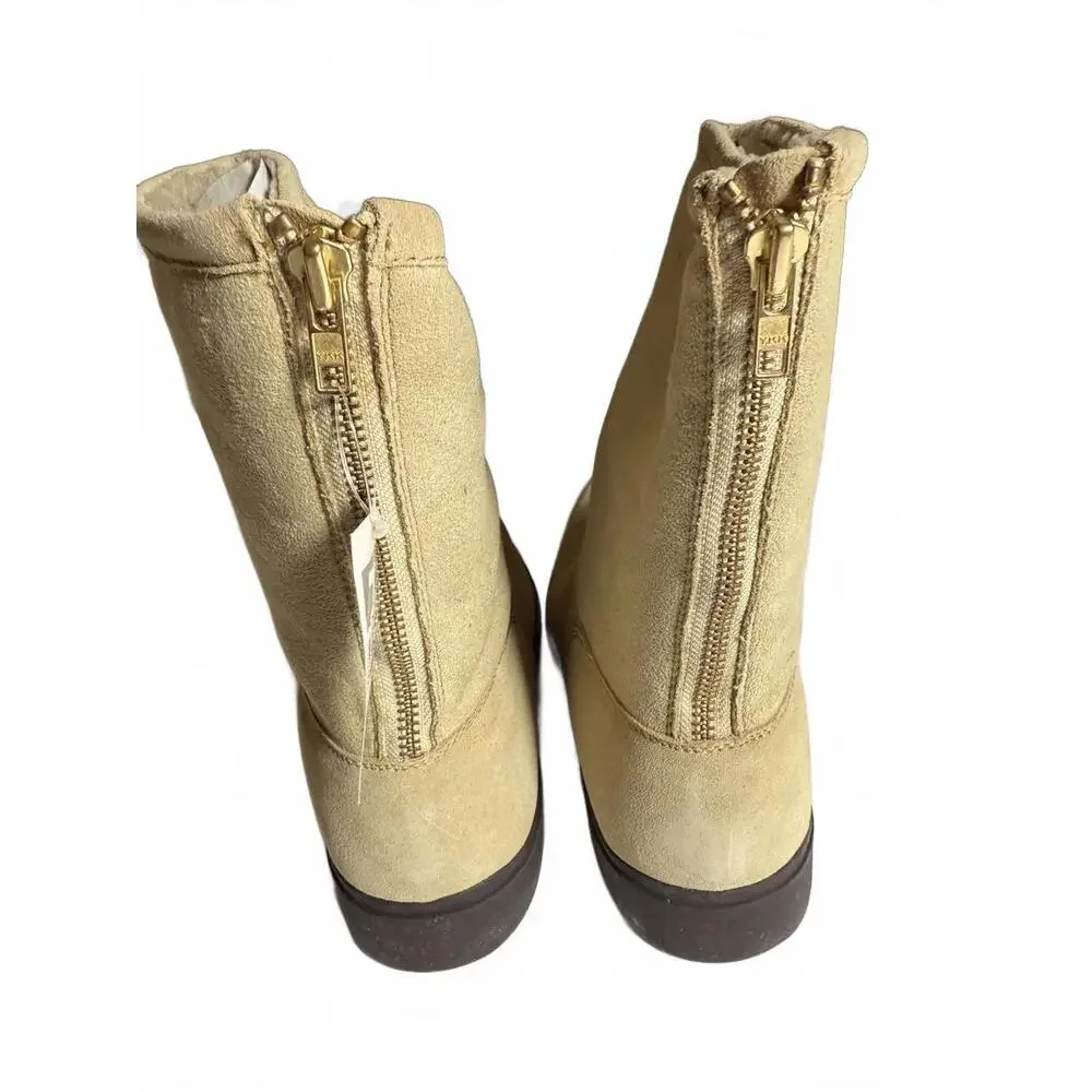 Lands' End NWT Mens‎ Faux Light Tan Shearling Boot Size 13. Back Zipper Trendy